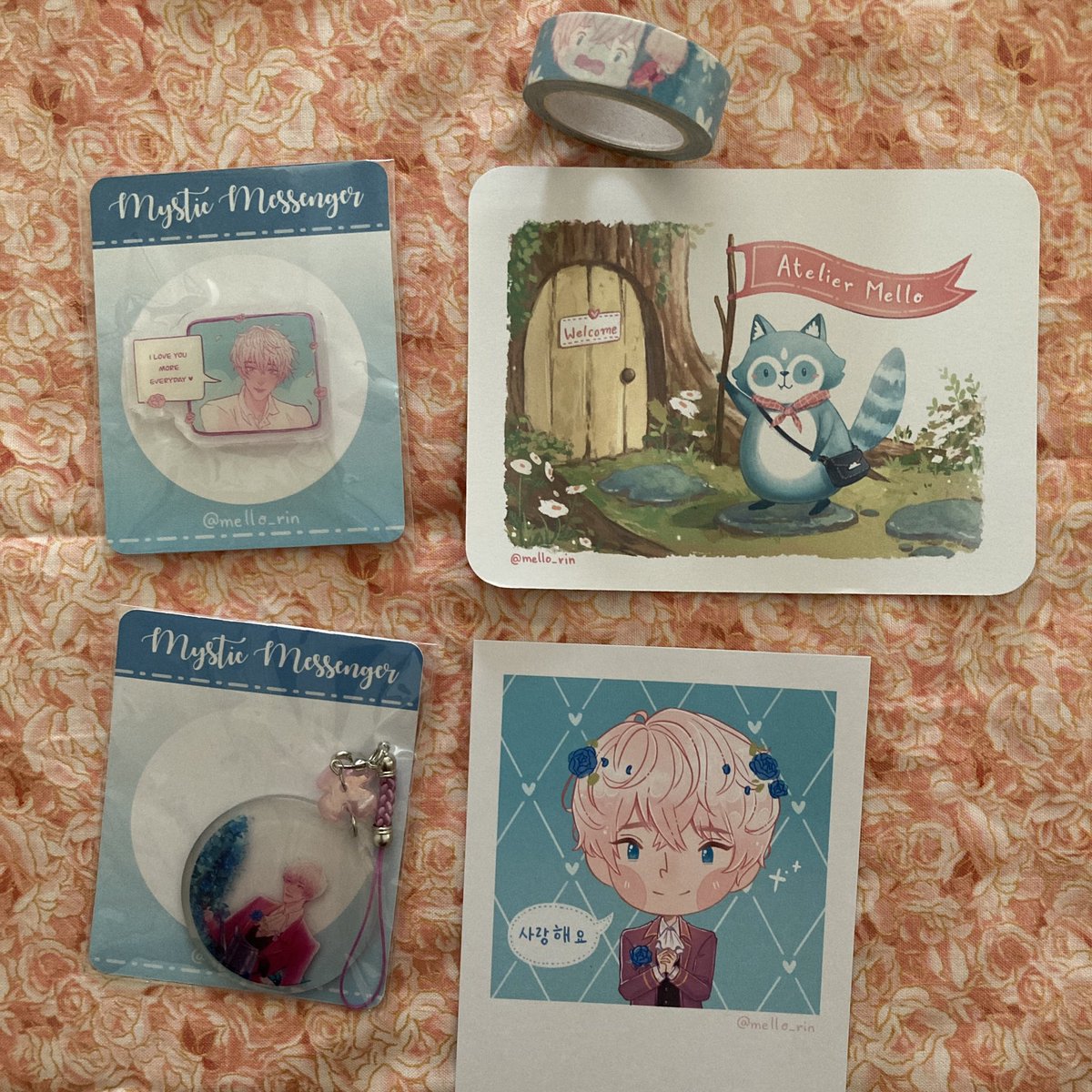 KarinandKenta's tweet photo. Laaate shout out to @mello_rin_ for the softest Saeran merch ooooh mygod I’m still waiting on another order and I can’t wait! Thank you so much it’s an honor to finally own some of your art !!! https://t.co/G4CEDLLsnI