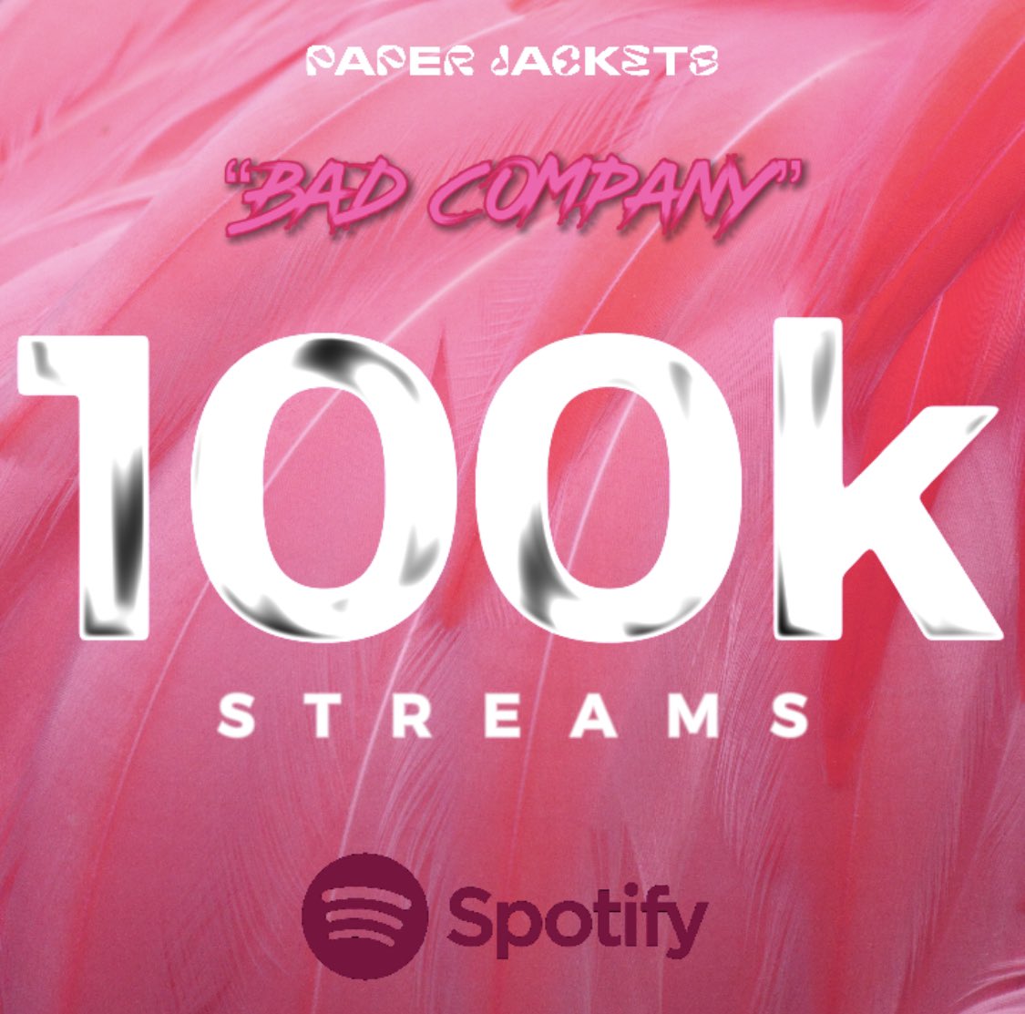𝐵ad 𝒞ompany hit over 𝟏𝟎𝟎,𝟎𝟎𝟎 streams on @spotify this week! 🦩 

Thank you for spinning and adding this song to your playlists! 
𝘞𝘦 𝘭𝘶𝘷 𝘶 :)