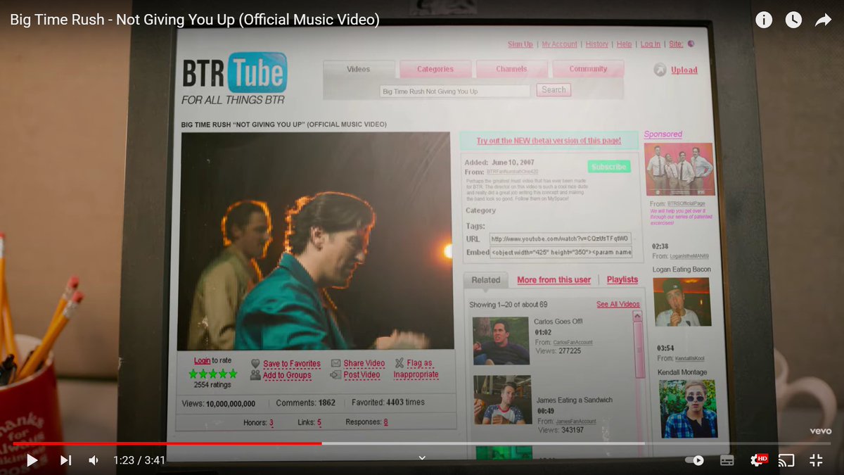 AuglyteIeva's tweet photo. @HeffronDrive Not a meme but I personally loved reading what else was on the BTRTube when it popped up during the video 🤣🤣 https://t.co/domfXFnwDC