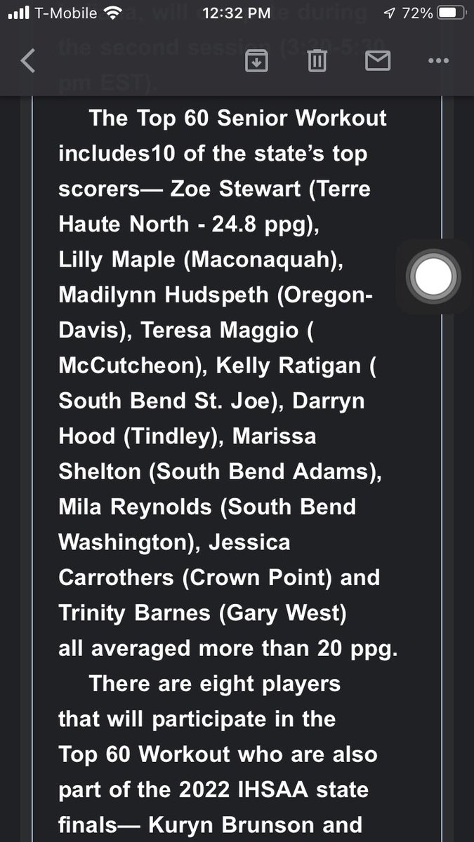 Congratulations to <a href="/DHood_13/">darryn❤️</a> for making Hoosier Basketball Magazine’s Top 60 Seniors in the State of Indiana &amp; Top 10 in Scoring! She will compete in the Top 60 Senior Workout on March 6th @ Beech Grove HS in Session 2! <a href="/TindleyCATAS/">Charles A. Tindley Accelerated School</a> <a href="/MsSparkle13/">Ms.Sparkle</a> <a href="/Nic_Carothers/">Nicholas Carothers</a>