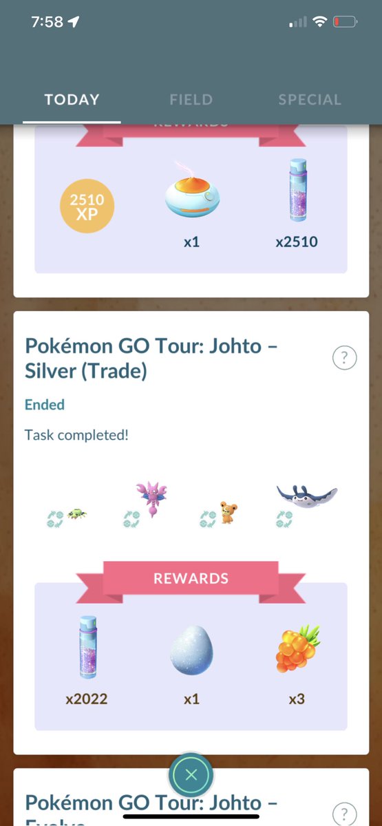llwetmore's tweet photo. @NianticHelp my trade tasks are not completing and say they have ended. Any ideas of how to fix it? https://t.co/cNeDLR15E6