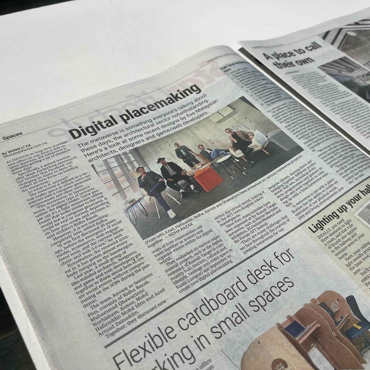 ArRidhaRazak's tweet photo. Browsing through Sunday Star today.. metaverse as a digital placemaking for community…

@seetiverseio @hafizdanpj @Qhawarizmi_qn @aceplxx @AsmosArchitect @ArRidhaRazak https://t.co/MtnH8SD99q