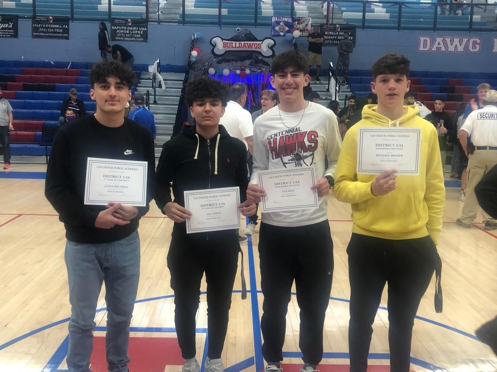 Congratulations to Jeven, Nic, Dax and Mike for being honored and recognized by District 3-5A. Amazing young men right here.