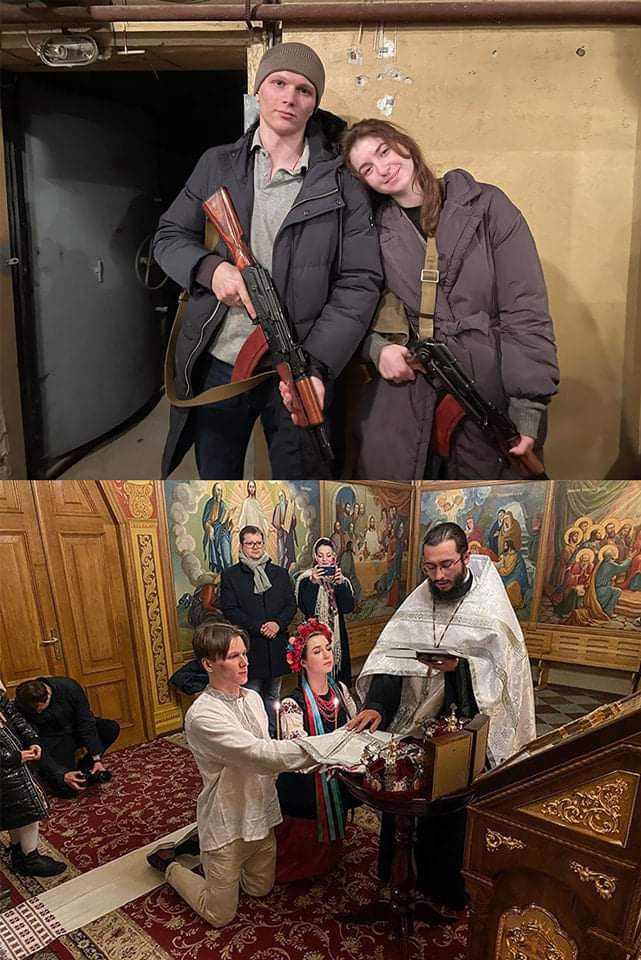 lusstylucy's tweet photo. They went right from their wedding to the defense of Ukraine.  This is why Putin will never win. https://t.co/eVZTEe5eQT