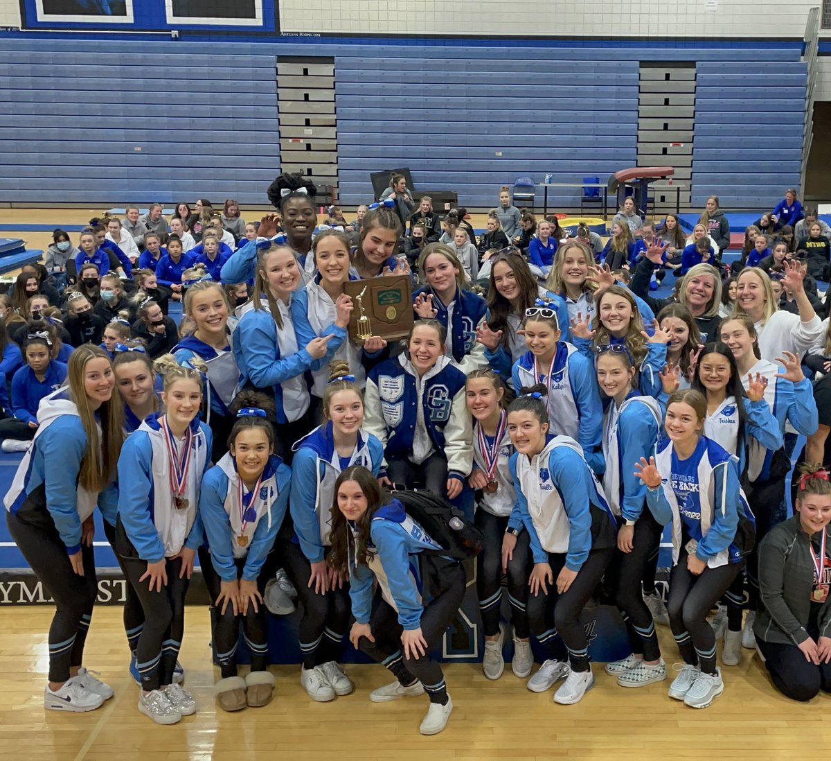 BEARS GYMNASTICS PLACES 1ST IN THE DISTRICT FOR THE SECOND YEAR IN A ROW BREAKING THE ALL TIME DISTRICT TEAM RECORD WITH A 146.025 &amp; QUALIFYING FOR STATES!! Congratulations to Alex D. Tia, Kalyn, and Stephanie for qualifying individually! SEE YOU AT BRADLEY NEXT WEEKEND!!!! 💙💙