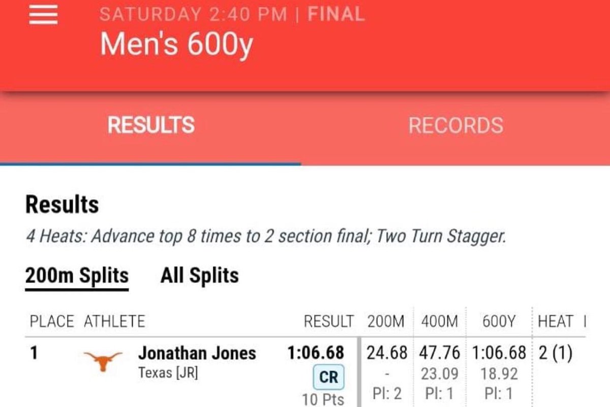 Fastest in the history of the 🌎✅
Collegiate Record ✅
School Record ✅
Facility Record ✅
Meet Record ✅
Enough said.