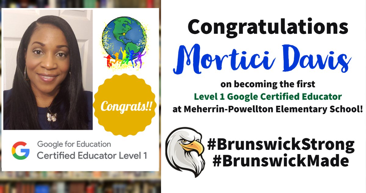 bcpsva's tweet image. BCPS Spotlight | Please join us in congratulating Mrs. Mortici Davis, second grade teacher, on becoming the first Google Certified Educator (Level 1) at Meherrin-Powellton Elementary School.  @MP_Elementary @Davis40Mn @GoogleForEdu #BrunswickStrong #GCE