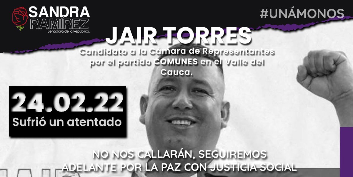 SandraComunes's tweet photo. Es increíble que un país que firmó un Acuerdo de Paz viva episodios tan dolorosos como los registrados en los últimos dias contra firmantes de paz. Llamamos a la reconciliación, a silenciar las armas y a transitar hacia la construcción de la paz con justicia social. https://t.co/iNzpFLoGfy