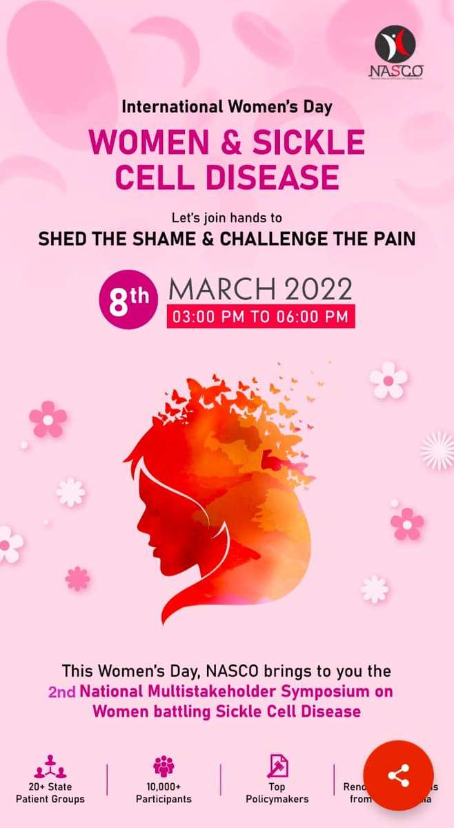 This international Women's Day, Tuesday, 8th March 2022, <a href="/IndiaNasco/">NASCO India SCD Alliance</a> brings India's 2nd National symposium on women living with #SickleCell Disease.

Multi-stakeholder Panel Discussion.