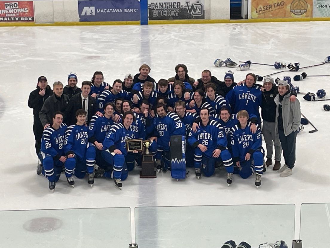 gvsuhockeyd3's tweet photo. LAKERS WIN!! 

@BrendanRamboer The captain ends it in 2OT

This is the lakers first MCHC tournament win in program history! https://t.co/UzL6NAcST6