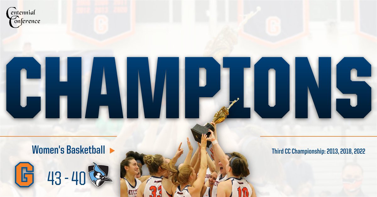 gburgbullets's tweet photo. 🏆WE ARE THE CHAMPIONS🏆 @gburgwbb claims its 3rd @centennialconf crown and heads back to the NCAA Tournament‼️👏👏👏👏🔥🔥🔥🔥🔥 @gettysburgcollege #BulletsWBB #d3hoops #CCWBB #gobullets🔶🔷 https://t.co/3ckLsxkmIg