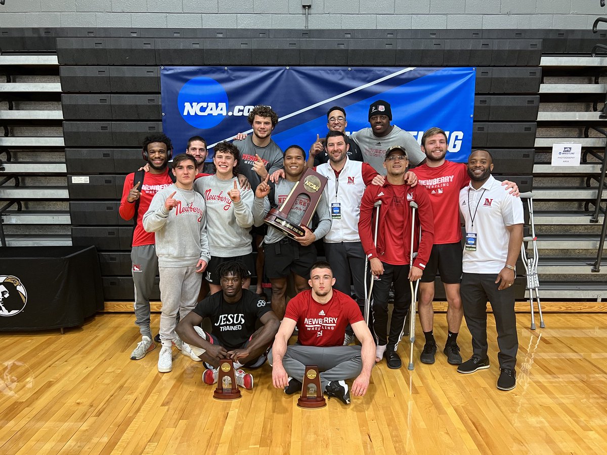 NewberryWrstle's tweet photo. What a day! Meet your 2022 NCAA Super Region II Champions. This is our 9th Super Region II Title! Congrats to the 5 Wolves who punched their ticket to the NCAA Tournament in March. Congratulations to ALL 10 Wolves for placing top 5. #wherechampionsaremade #GoWolves https://t.co/eUh3ffIPlH