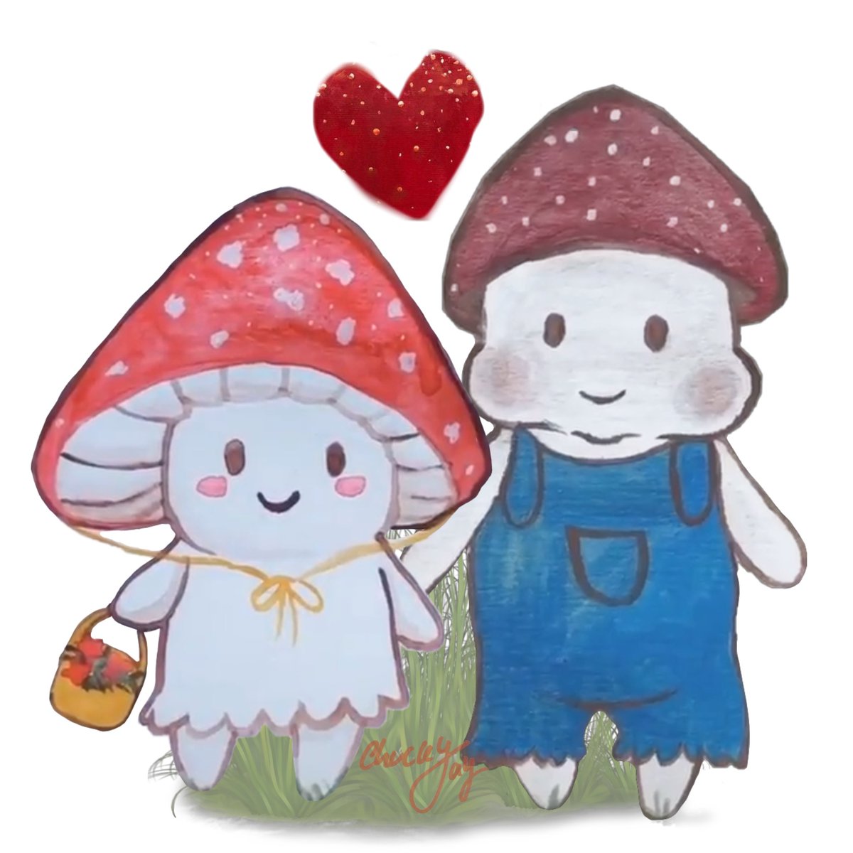 Mushlove is so sweet. This is Nita and Fly, they’re currently having a picnic on my redbubble page #mushroom #mushrooms #art #gouache #artist #painting #love #redbubble #redbubbleartist #artistsontwitter #mushroompainting #cottagecore