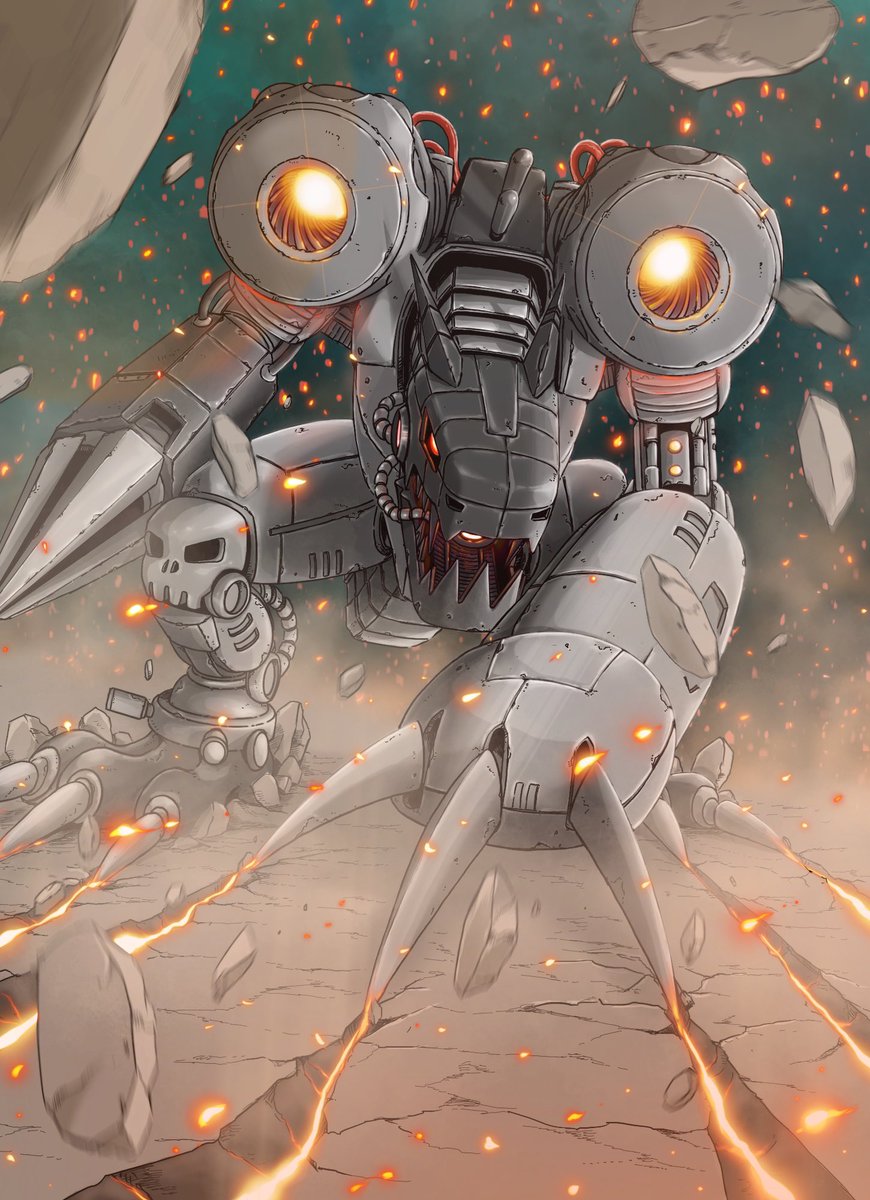 robot no humans mecha glowing weapon debris science fiction  illustration images