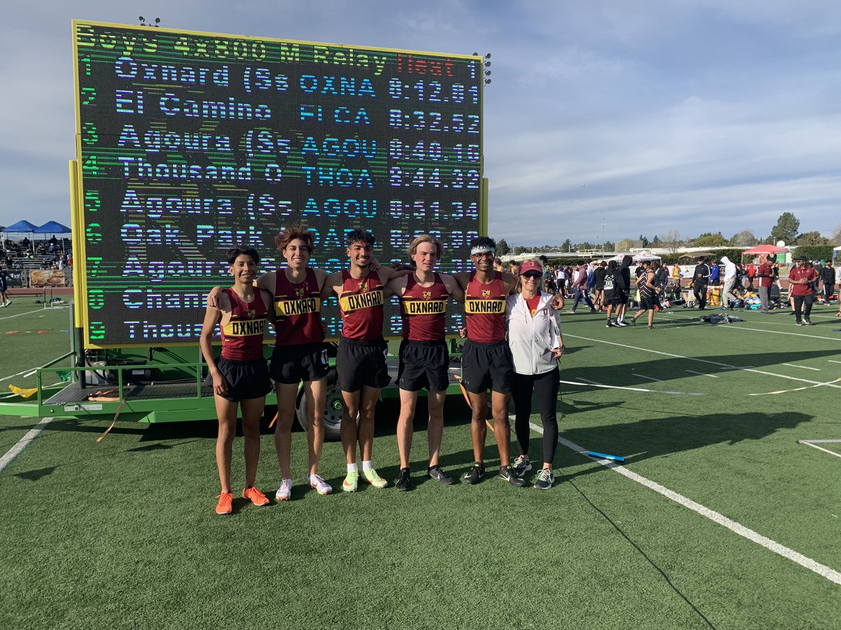 Congrats to Oxnard Boys 4x800 relay who ran a great early season time of 8:12.81 at T.O. Invite today! 
<a href="/vcspreps/">VCS Preps</a> <a href="/PrepCalTrack/">Rich Gonzalez</a> <a href="/SoCalSuzanne/">Suzanne Speed</a>