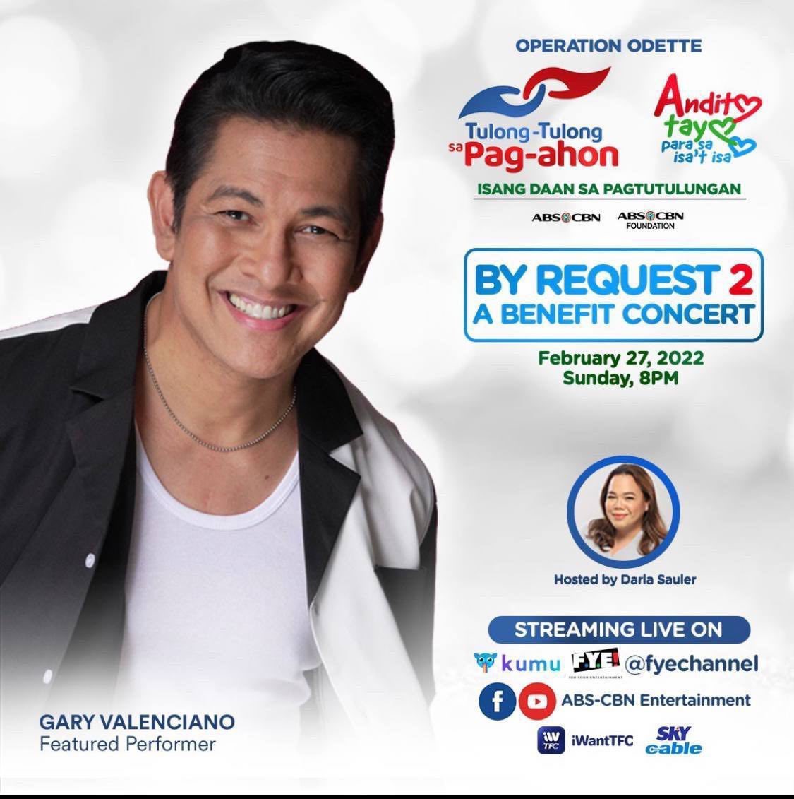 WeLoveGaryV's tweet image. TONIGHT!! SUN 8PM Huling gabi na ng ating pagtutulungan sa #ByRequest2 at si Mr. Pure Energy, @garyvalenciano1 ang ating makakasama! Tara na Feb 27 SUN 8PM sa @kumuph , Youtube, Facebook, @iwanttfc &amp;amp; @mySKYupdates hosted by @darLasauLer
#AnditoTayoParaSaIsatIsa 
#ByRequest2GaryV