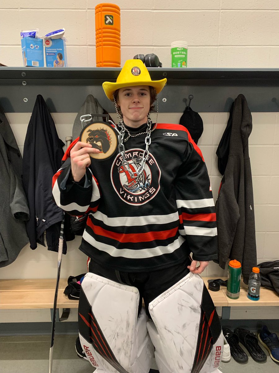 With his second shutout of the season, Bulldogs goalie #1 Cohen Burnett is our player of the game! Final score 8-0! Grand Prairie…see ya tomorrow! <a href="/CMHA_Vikings/">Camrose Minor Hockey Association</a>