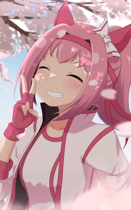 もうすぐ春ですね桜の花弁が鼻に乗ったハルウララちゃん描きました誕生日おめでとう!#ハルウララ生誕祭2022 #ハルウララ 