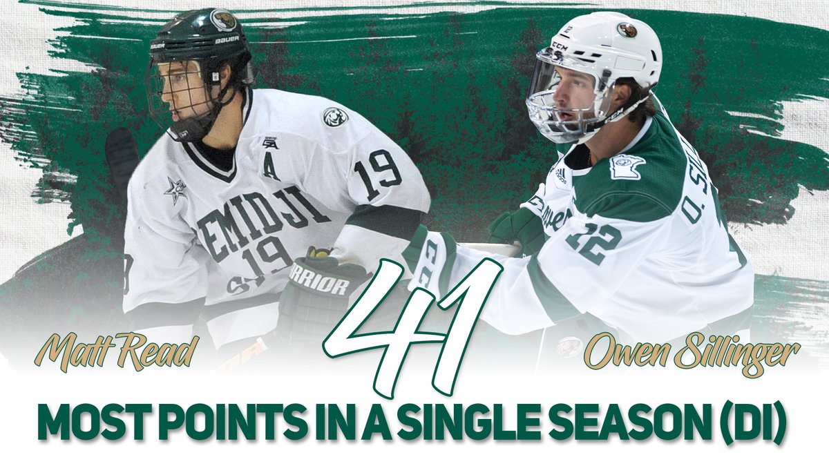 After a 3️⃣ point night tonight, Owen Sillinger ties BSU great Matt Read for the most points in a single season during the Beavers' DI era!!

👏👏

#GoBeavers #BeaverTerritory