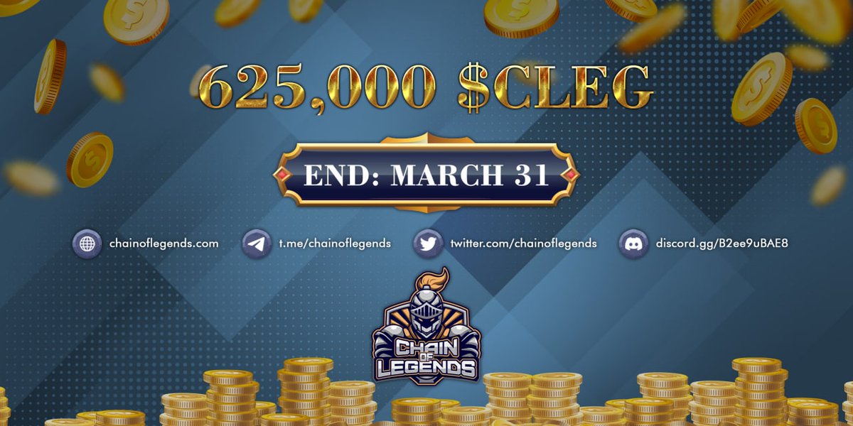 🕵🏻‍♂️ New #Airdrop: Chain of Legends
💸 Reward: 1,250 CLEG
 Rating: ⭐️⭐️▫️2/3stars

Airdrop Link: t.me/AirdropAnalyti…

-Complete all tasks of the airdrop
-Submit your BSC wallet address
-Airdrop for 1,000 random lucky participants

#Airdrops #AirdropAnalytic #cryptocurrency #BSC