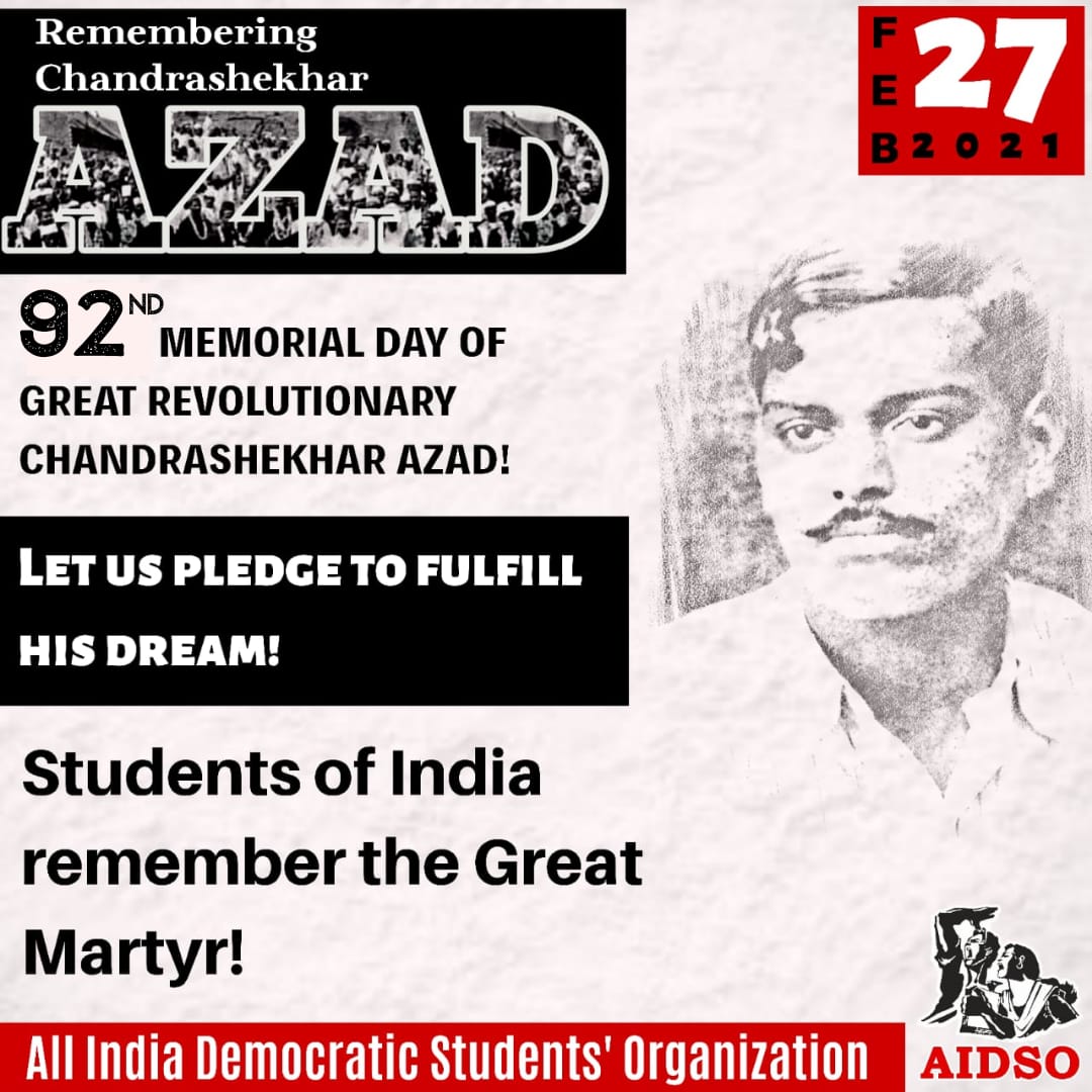 FuchikJulius's tweet photo. 92th Martyrdom day of Great leader of the uncompromising trend
Shaheed Chandrashekhar Azad.
#LongLiveAzad
#AIDSO https://t.co/z2imjbsVfL