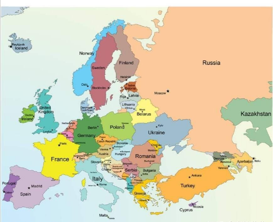 Карта европейских стран со столицами. Политическая карта Европы 2023. Политическая карта Европы со странами на английском. Карта Европы со странами крупно на английском со столицами. Карта Европы со странами 2023.