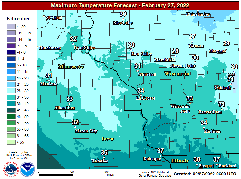 Good Morning SE Minnesota!

Nice weather to end the weekend on,

Mostly sunny and much less windy. Highs in the lower-mid 30s. West winds 5 to
10 mph.

#MNwx #WIwx #IAwx #RochMN #Austin #Rochester #Minneapolis #AustinMN #MasonCity #Winona #Mankato https://t.co/2Dd8nZNvAB