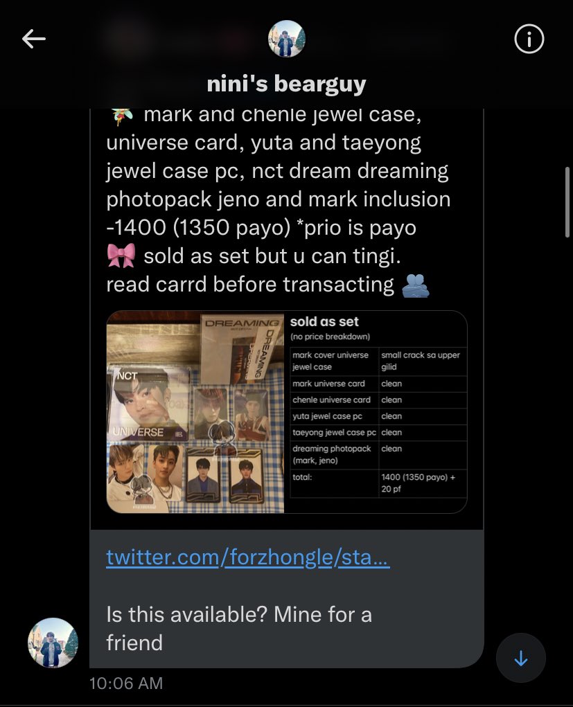 forzhongle's tweet photo. joy reserver / joy miner /bogus miner 
: @/kimakemie ❕

claimed a set for a friend. unresponsive at unclear palagi mga sinasabi. mining a set but still “waiting for my friend’s approval” 😞 siya na nga nagsasabi ng dop, hindi pa rin tumutupad 😅 https://t.co/3vBUh7FeZF