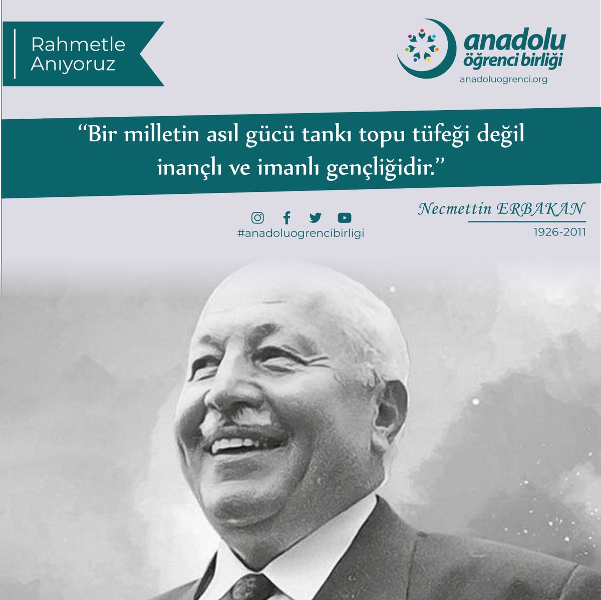 Vefatının 11. yıl dönümünde Necmettin Erbakan’ı rahmetle anıyoruz. 

#NecmettinErbakan
