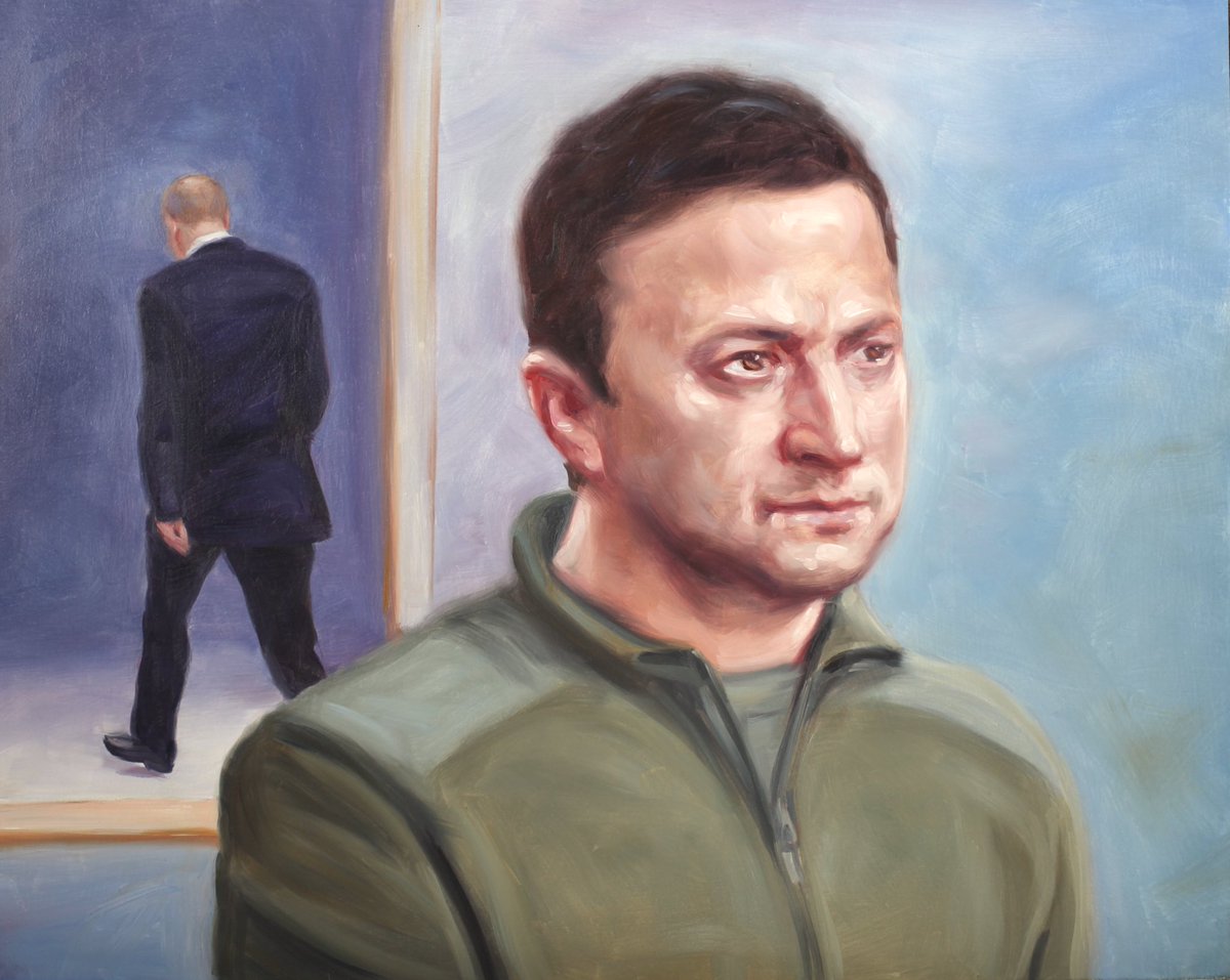 ” Hero ”, 2022, oil on board, 40 x 50 cm. #Ukrania #ukreine #Zelensky #hero #UkraineUnderAttack #putin #war #peace #contemporaryart #oilpaintings #ArtistOnTwitter #art #painters