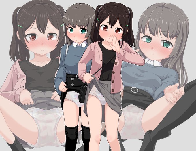 女の子におむつ穿かせておしがまデートしたいよなっていう願望が複数枚描かせた 