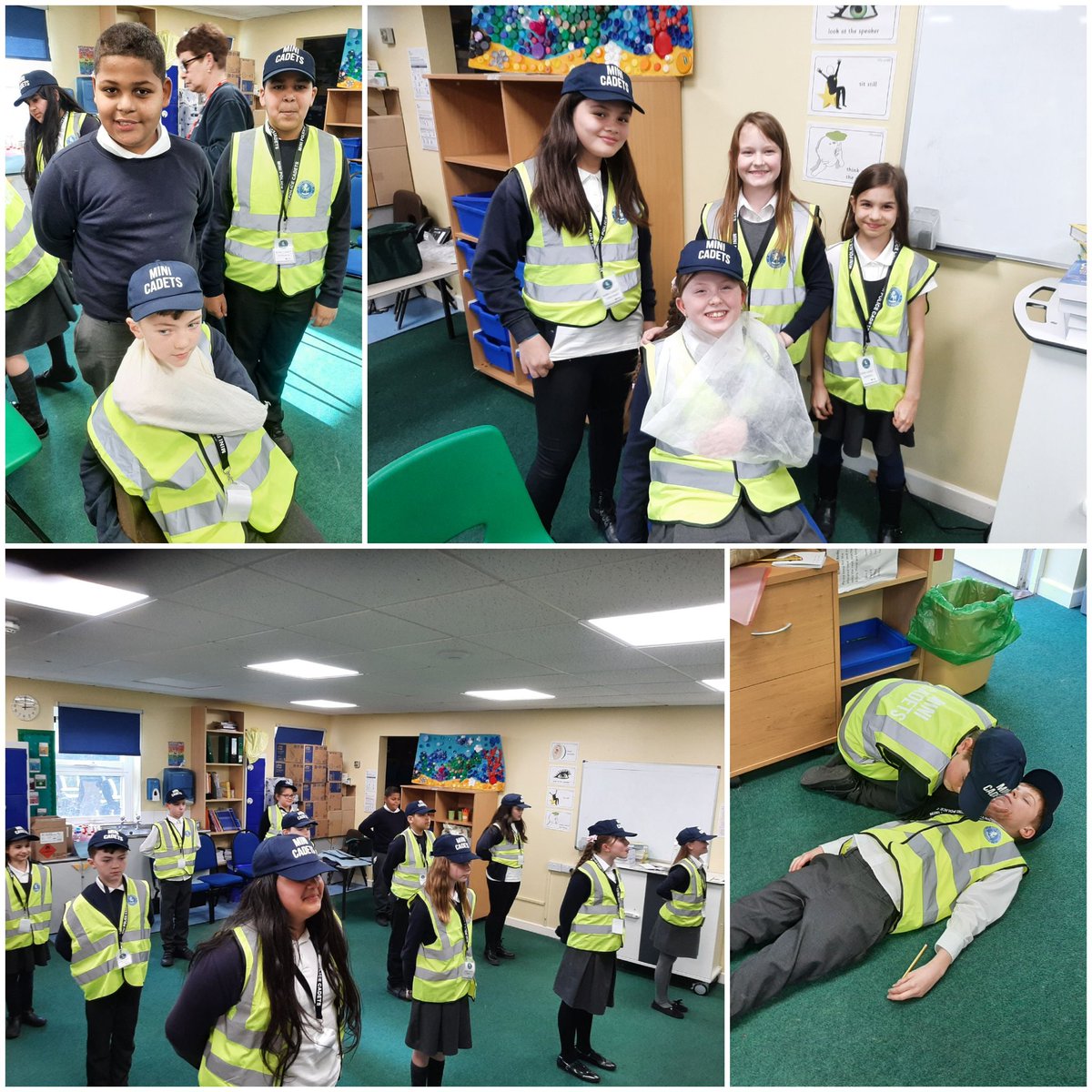 KentPoliceDover's tweet photo. #YouthEngagementOfficer Mark Ball has had another great week with #MiniPoliceCadets at St Mary's and Barton Units. This week covered first aid and team building. #Cadets #VeryProud https://t.co/aOMyyP3mbj