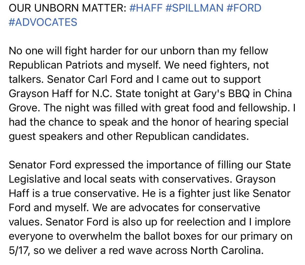 AngieSpillmanNC's tweet photo. OUR UNBORN MATTER: #HAFF #SPILLMAN #FORD #ADVOCATES https://t.co/8gm2aKRbJa