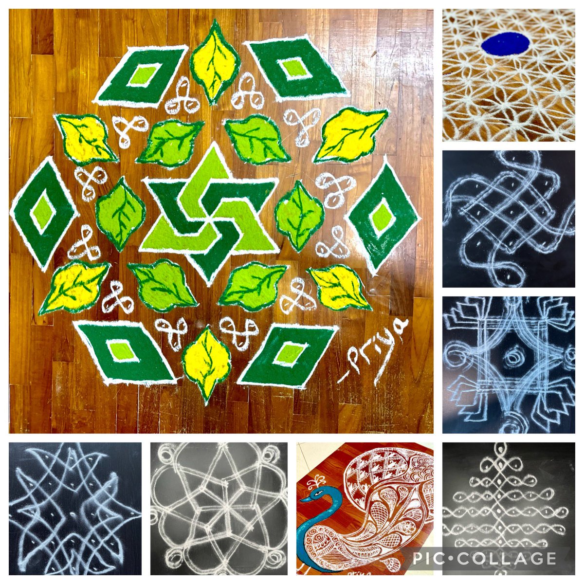 #the100dayproject  my day 5 to 15 , 100 days of drawing kolams on the floor. My #meditativepractice #wellbeing #arttherapy @sandteachtrust1
