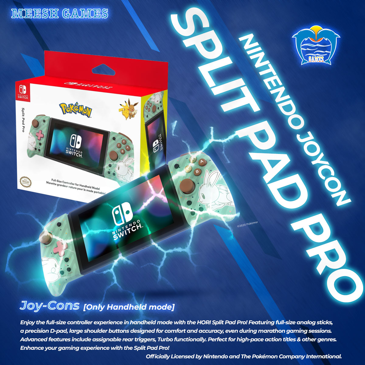 MeeshGames's tweet photo. Split Pad Pro!
Enjoy the full-size controller experience in handheld mode. 
Officially Licensed by Nintendo and The Pokémon Company International @NintendoAmerica @NintendoUK @NintendoJoycon  @meeshgames https://t.co/ZVSddGT8hT https://t.co/cxDbMHpcU7