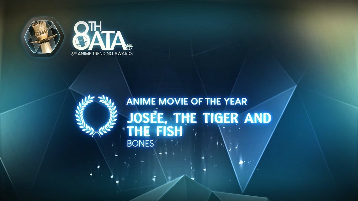 kaiinu's tweet photo. アメリカ大手メディアAnime Trending(@AniTrendz)が主催する第8回「Anime Trending Awards」
アニメ映画「ジョゼと虎と魚たち」が映画部門でなんと1位に選ばれました🏆
投票してくださった皆さん、ありがとうございました🙌 https://t.co/dWKQyYiAI5
