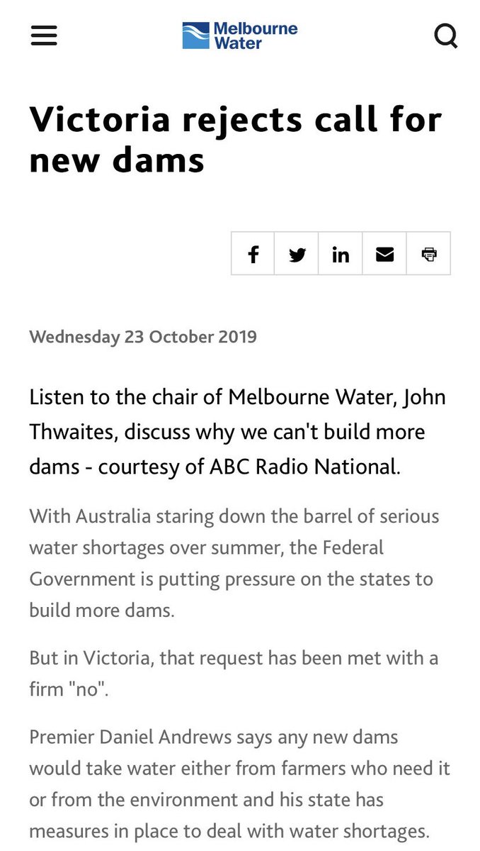 Remember when ScoMo pleaded with the states to build more dams?

But the greenie state leaders mocked him. It was never going to rain again. Remember