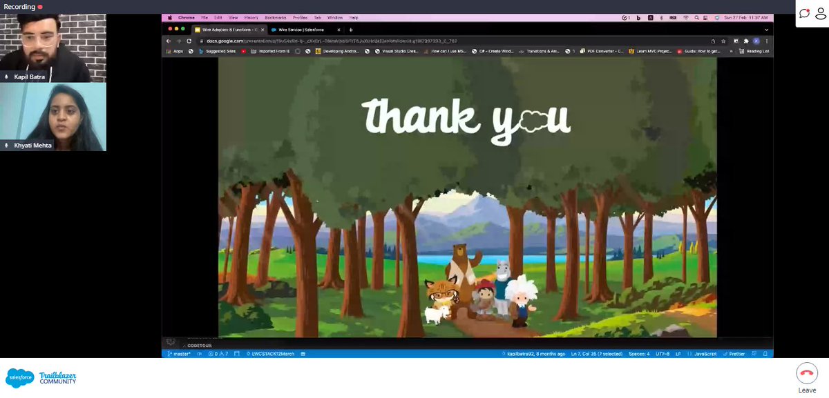 KomalMasram9's tweet image. Thank you for this great session on LWC 

@witkolkata @khyatu07 @iamKapilBatra #TrailblazerCommunity #witkolkata #witLWC #trailblazercommunity