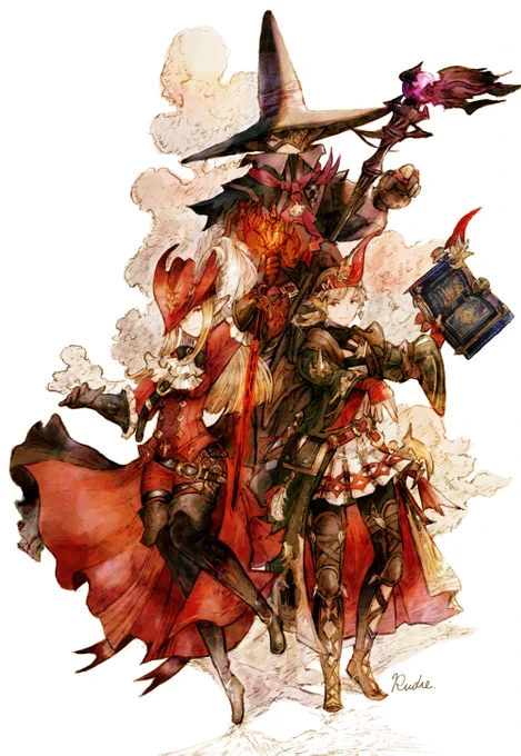 最近(?)描いた赤色っぽいFF14のゑ!赤はイイッ!! 