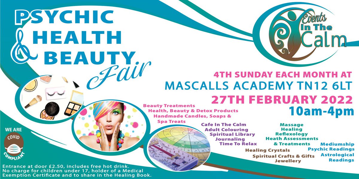 Today!

Fancy a relaxing day out?  

No hassle, free parking, no walking, great coffee, gifts &  stay all day

The Psychic Health & Beauty Fair is at Mascalls Academy, Maidstone Rd, Paddock Wood, Tonbridge TN12 6LT 

No need to book, doors open at 10am

#sundaydayout
#cafelife