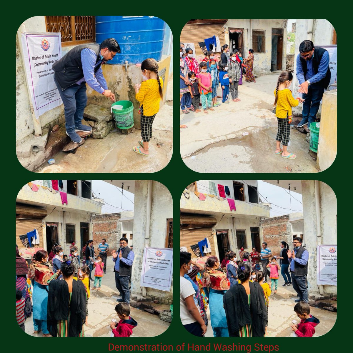 'Clean hands are way to Good Health'
Awareness camp during field work activities in slums by students of Master of Public Health(CommunityMedicine),Dept.of Social Work,UoL
@lkouniv
@profalokkumar @dswlkouniv @ippr_lkouniv @SocialWork_UoL
#CampusToCommunity 
#handwashing