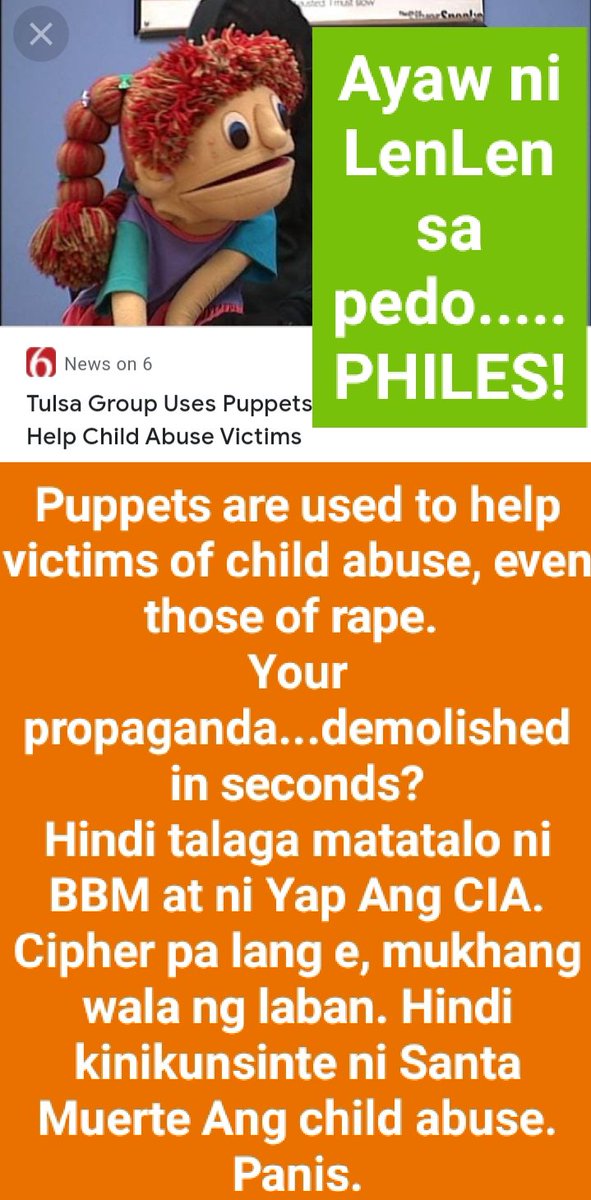 SantaSarmiento3's tweet photo. @hershgutierrez "This is what separates the CIA from the NPA: your ciphers and covert ops, if any, are weak."

BbmSara2028
Yes to puppet (anti-pedophile)

https://t.co/YdJ12CQhCX

#LenlenReveal
#AkoSiLenLen
#IpanaloNa10To https://t.co/lL6gptlNOO
