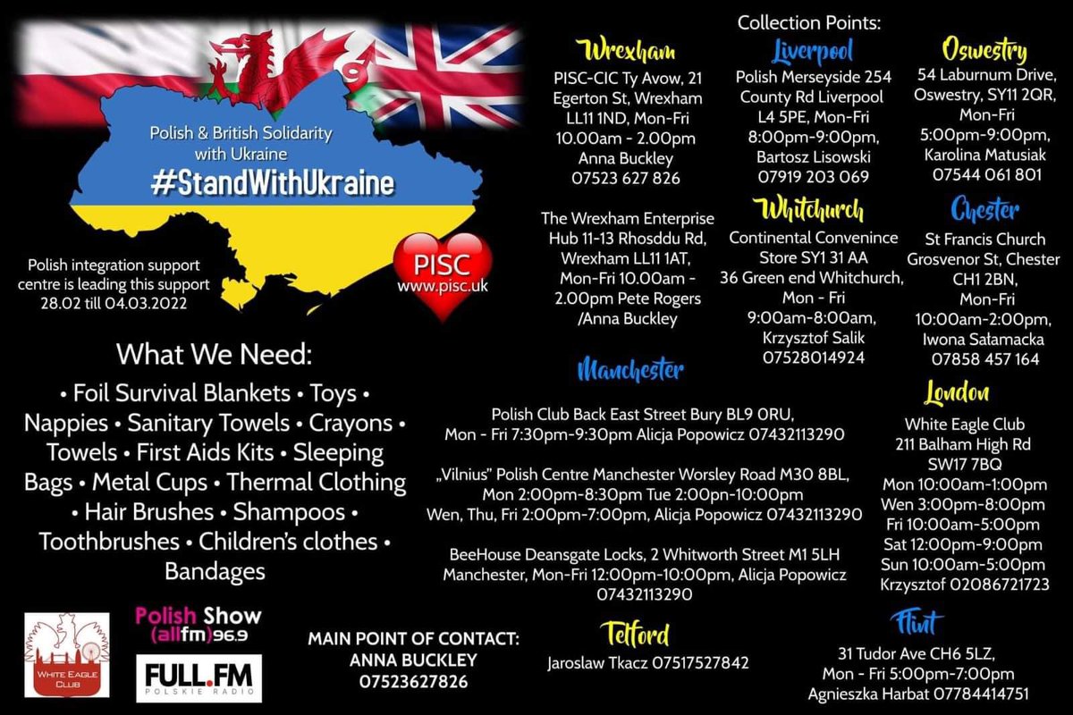 #StandWithUkraine and if you can please support this initiative to provide practical support to Ukrainian people arriving in Poland. Our nearest drop off in Balham - see below ⬇️