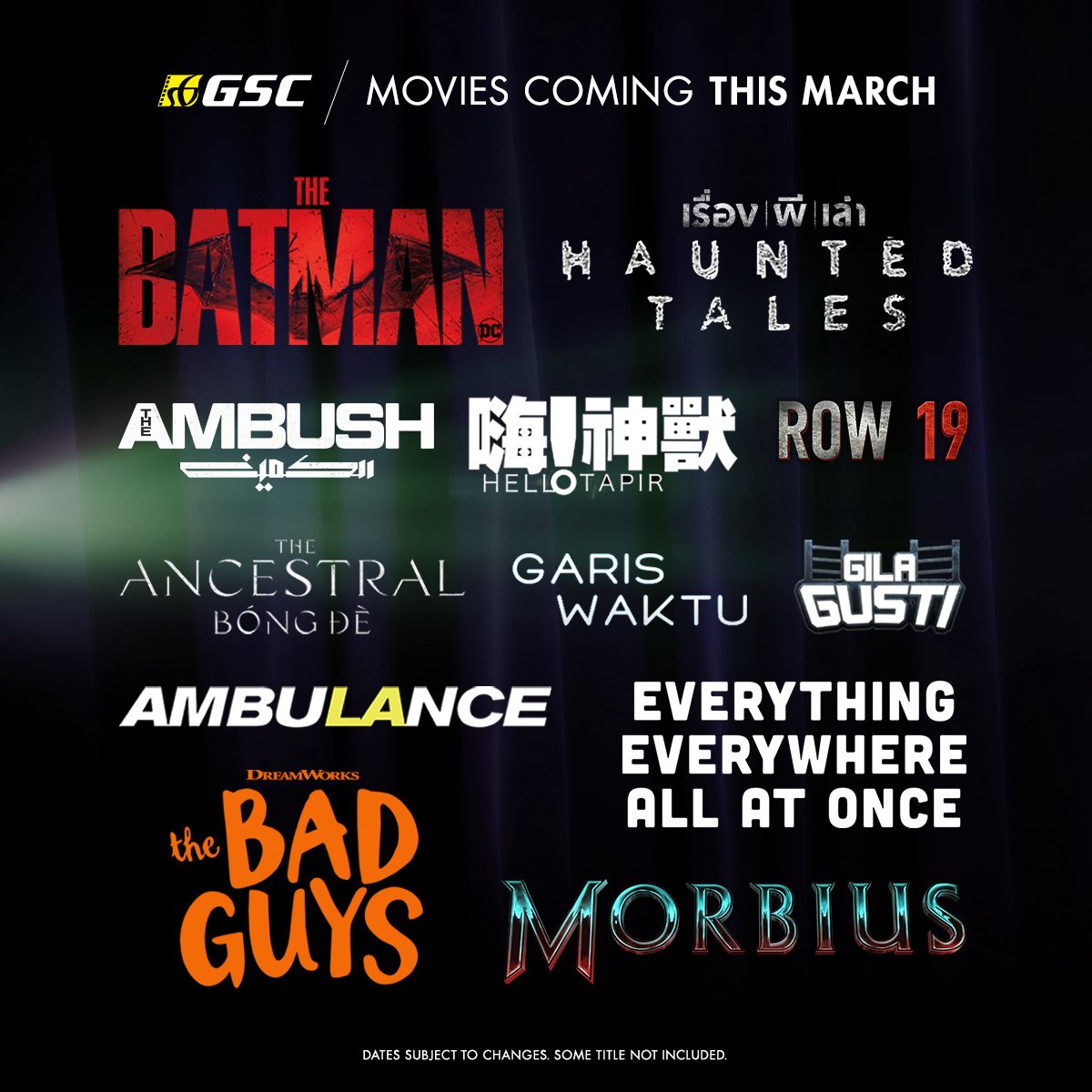 GSCinemas's tweet photo. Know know dah March. #BacktoGSC https://t.co/1YlZFacdf8