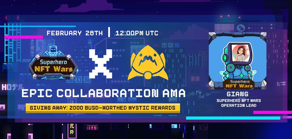 🔊 Happy to announce the #AMA with <a href="/supernftwars/">Superhero NFT Wars (SNW)</a> in our TG main group.❣️

🎁#Airdrop of mystery rewards up to 40 lucky #winners. 

🗝: gleam.io/PS37b/starshar…

🗓: 28th Feb 2022
🕛: 12PM UTC
🔗: t.me/starsharks_SSS