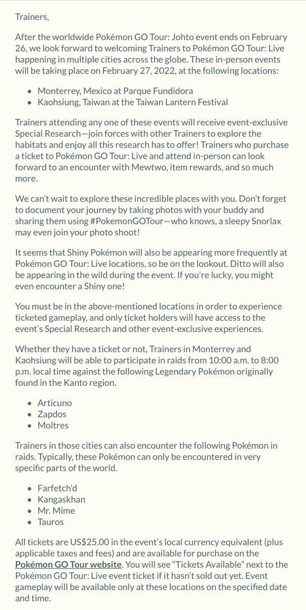Pokémon GO Tour: Live – Celebrate the Kanto region in-person at the  Monterrey and Kaohsiung live events