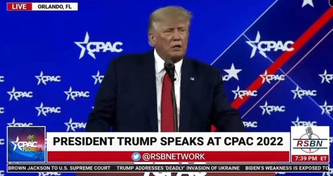 TrumpFrance's tweet photo. "Le problème n'est pas que Poutine est intelligent, bien sûr qu'il est intelligent, mais le vrai problème est que nos dirigeants sont stupides",  Trump hier à la #CPAC2022 https://t.co/IRrB10xAIV