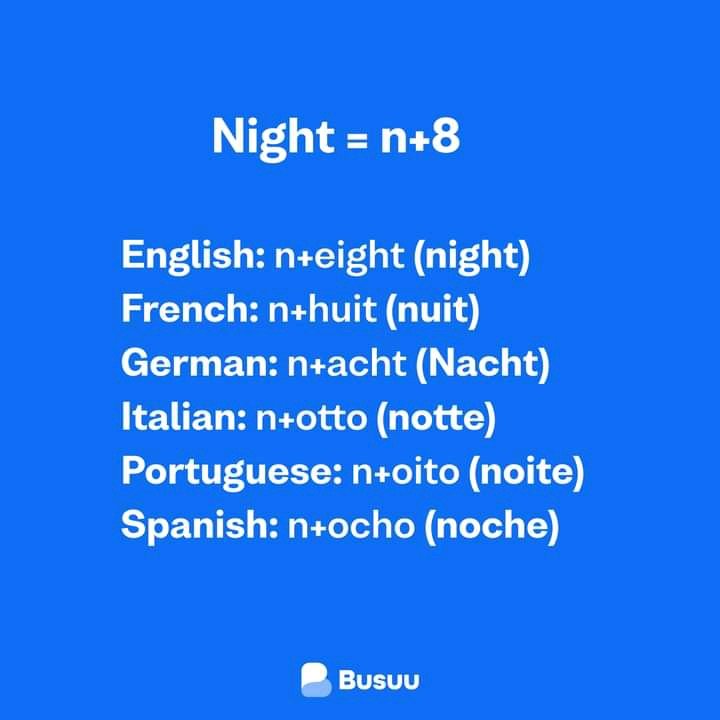 6  languages in wich the word night have rather common procees of speling and writting