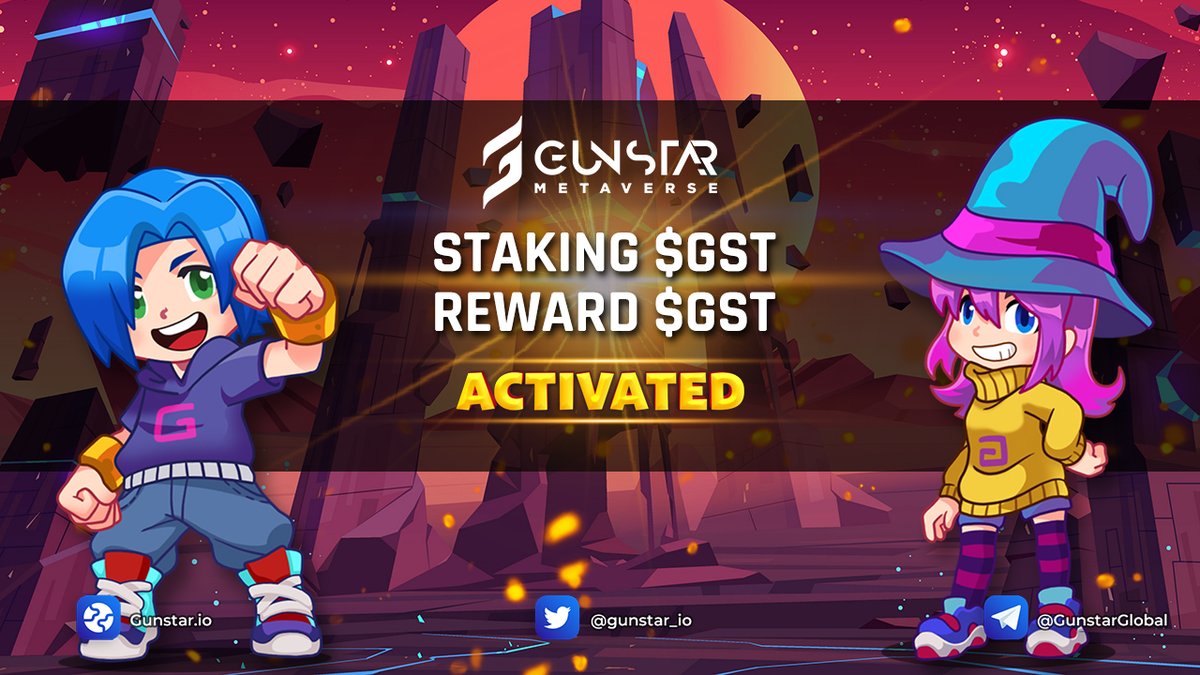 GunStar_io's tweet photo. STAKE $GST - REWARD $GST - STAKE POOL IS ACTIVATED
 
🔥 Staking at: https://t.co/cncaMY5M8Z
 
🏭 Reward: 1,000,000 $GST
 
🧧 Opt 1: APY 10%
🧧 Opt 2: APY 15%
🧧 Opt 3: APY 20%
 
👉 Details: https://t.co/3Rj2oZ2vjf
 
#Gunstar #Metaverse #JourneyToSaveStarWorld #Game #NFTGame https://t.co/JOyP0m98K6