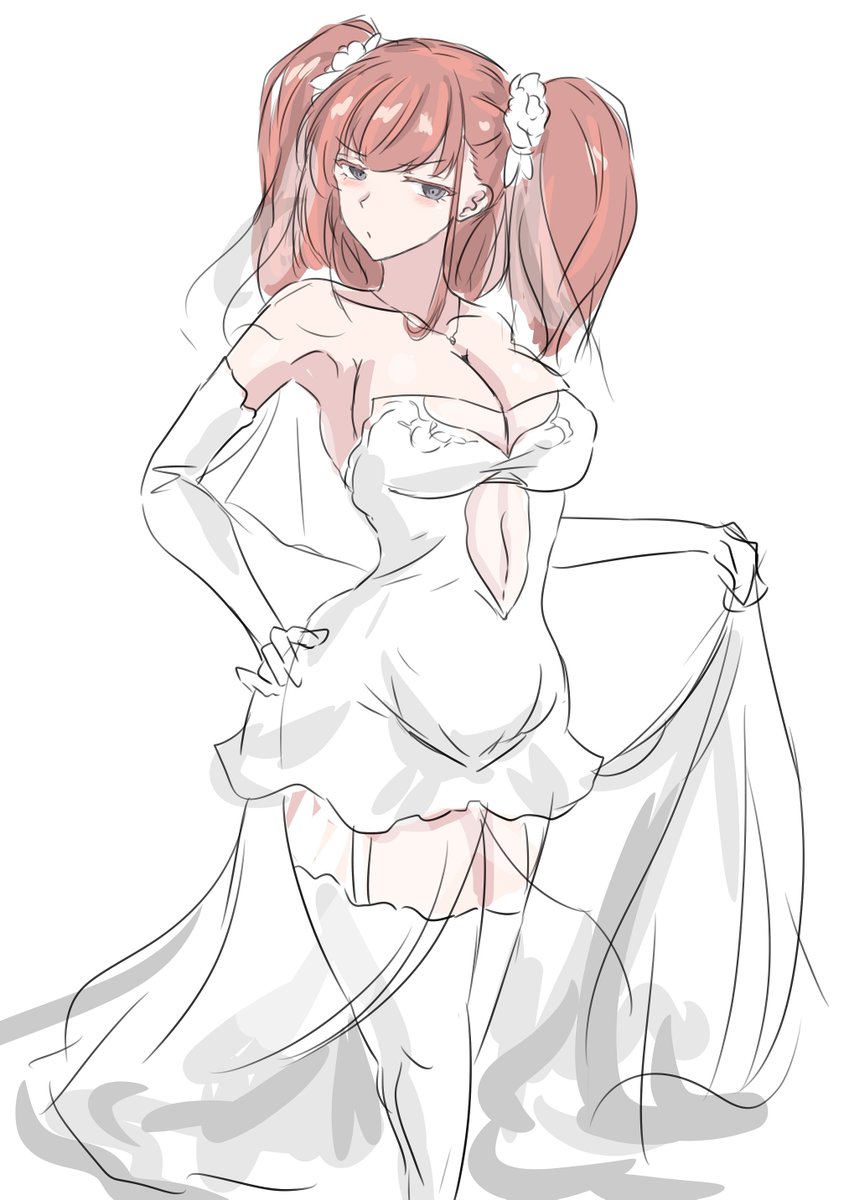 ウェディング～はデザインラフ何人分か描いてそのまんまという
(神通のドレスデザイン思いつかず手が止まったのよ)

その一部、、、、どちらにしろブラッシュアップ必要だし、描き溜めておくかね 